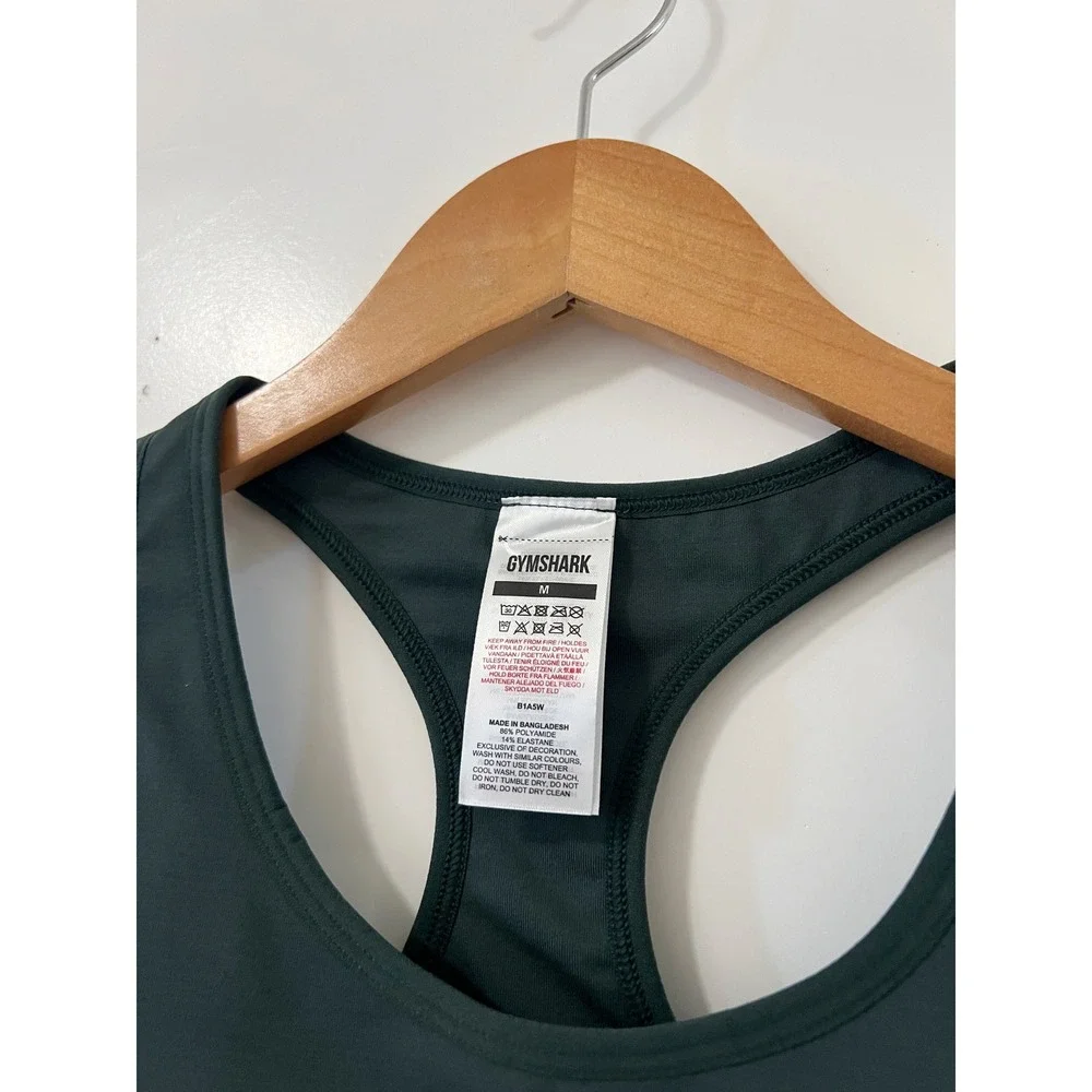 Gymshark Sports Bra Racerback Activewear Gym Workout Olive Green - Picture 5 of 7